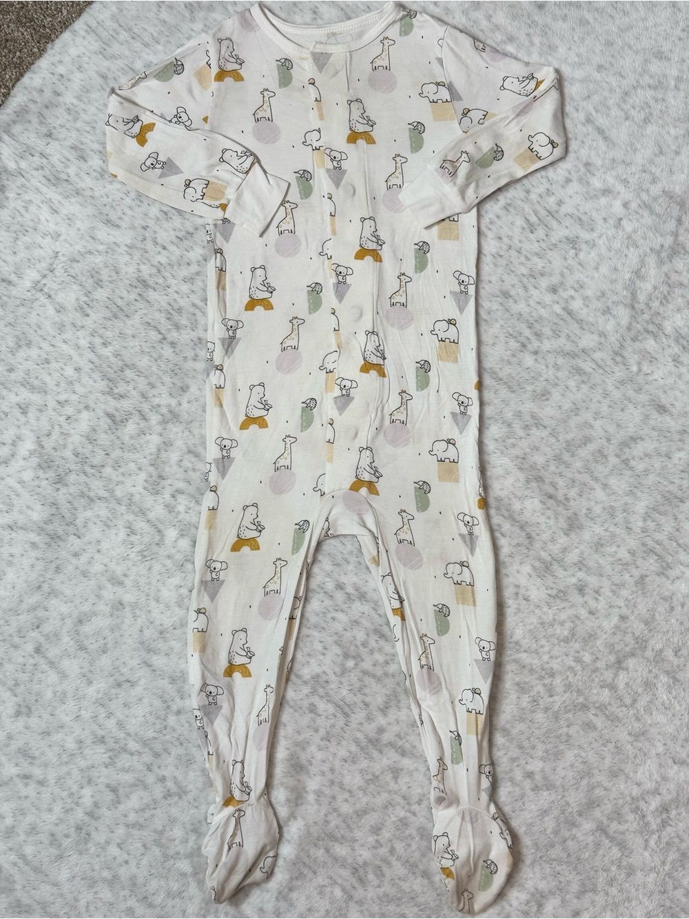 Magnetic Me Animal Footie Sleeper 9-12M Baby Modal Giraffe Elephant Neutral